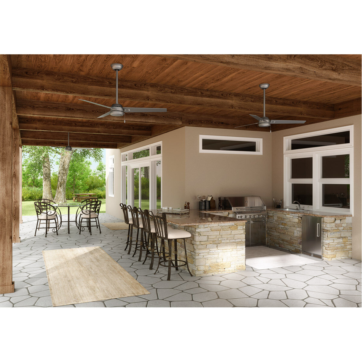 Cassius 52 inch Matte Silver with Matte Silver/Black Willow Blades Outdoor Ceiling Fan