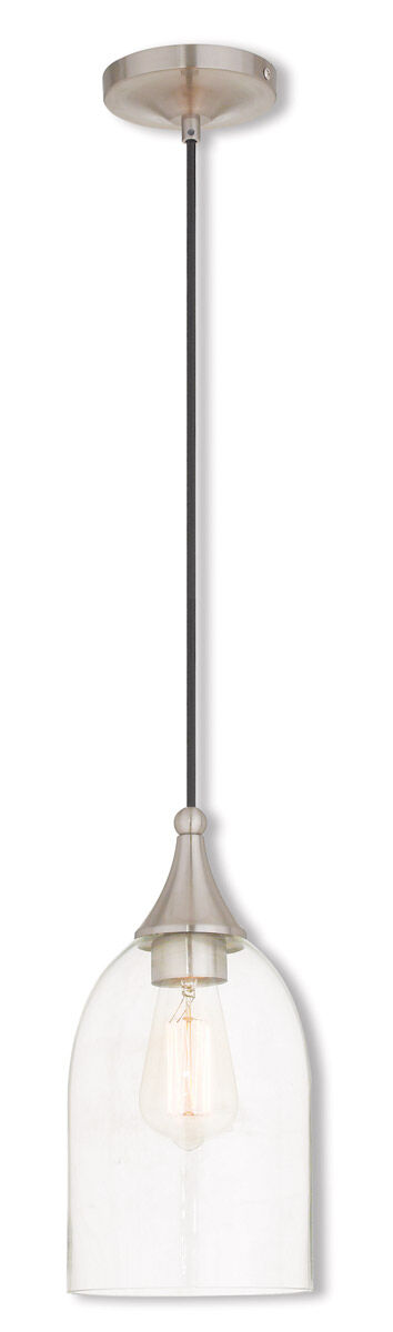 Art Glass 1 Light 6 inch Brushed Nickel Mini Pendant Ceiling Light