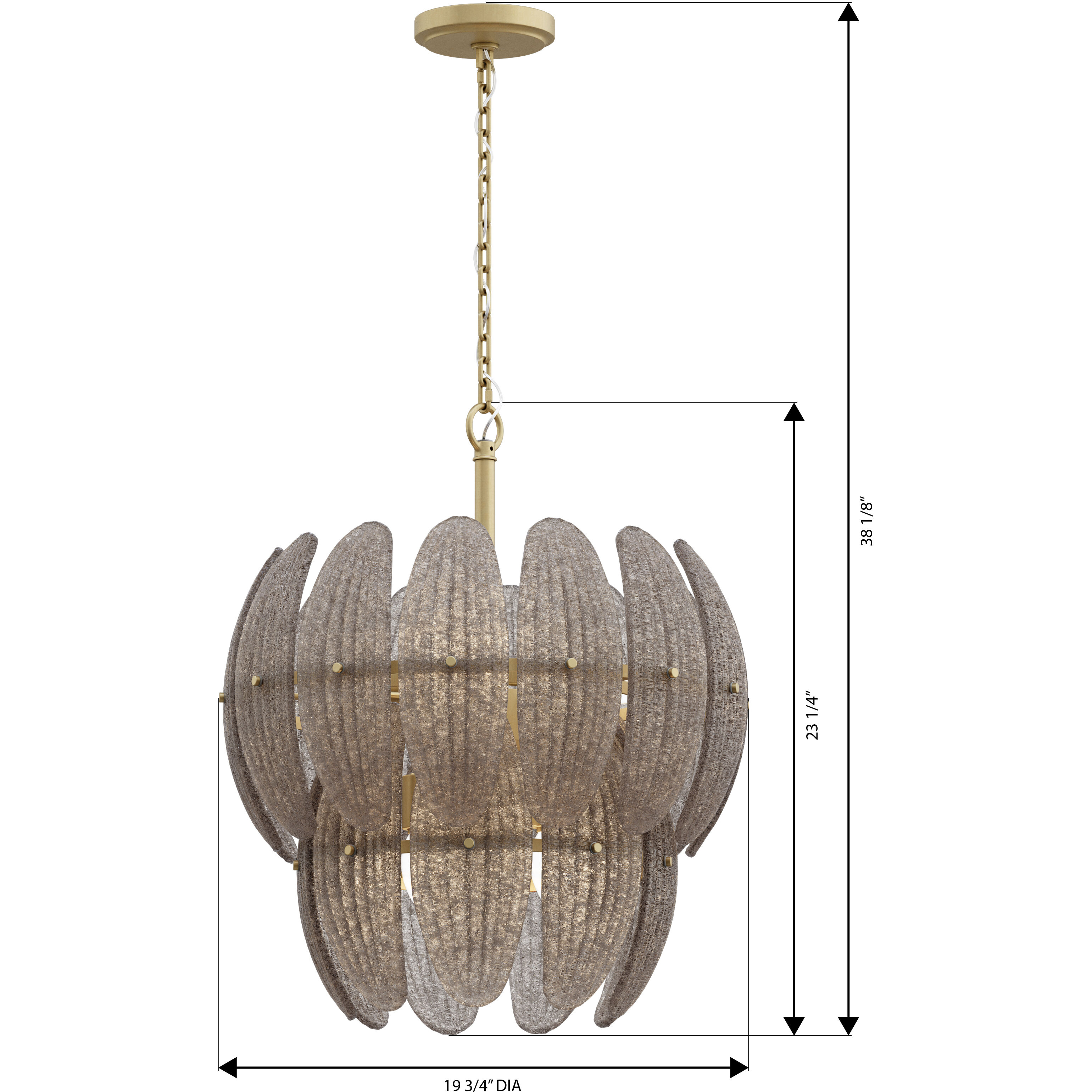 Marclaire 6 Light 19.75 inch Legacy Brass Pendant Ceiling Light in Grey Textured Handmade Glass