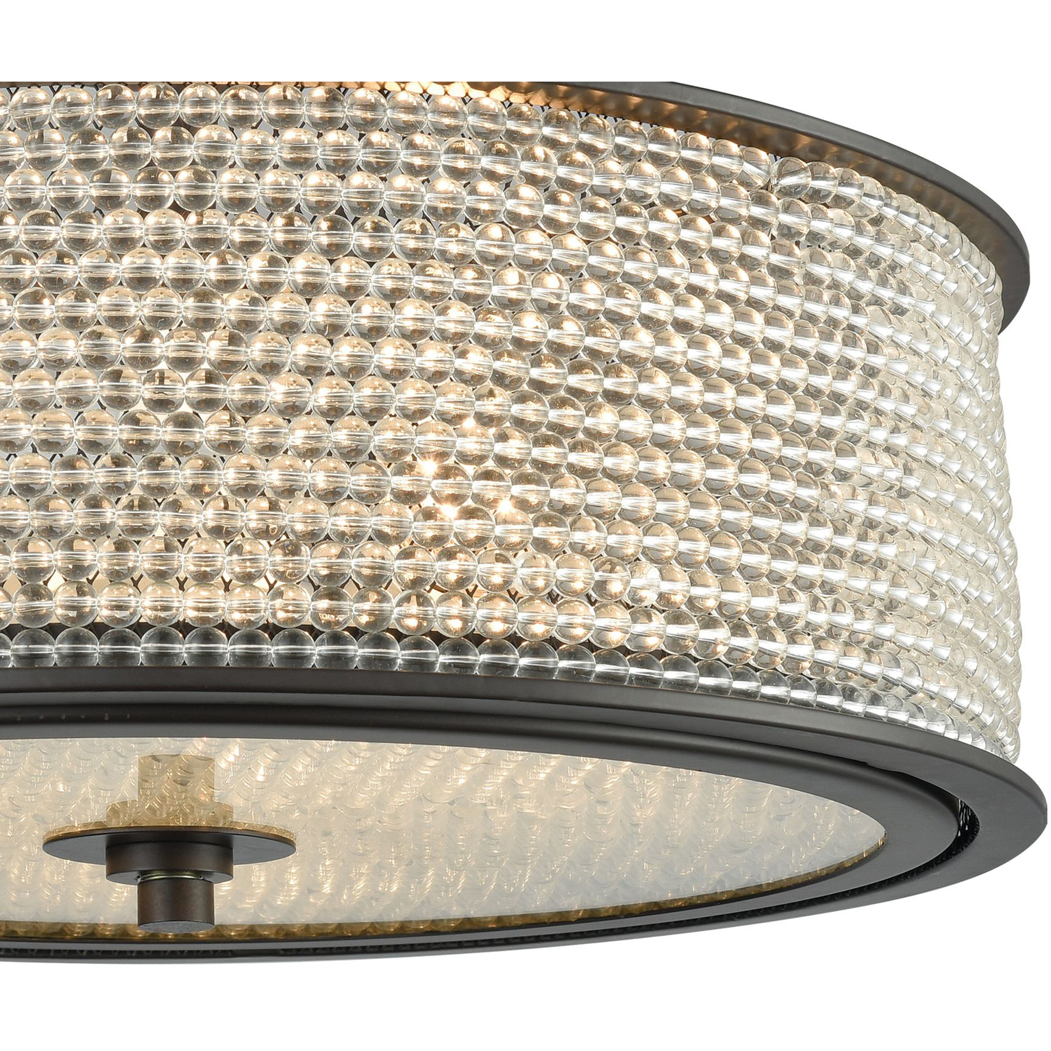 Glass Beads 3 Light 16 inch Oil Rubbed Bronze Semi Flush Mount Ceiling Light