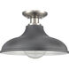 Grenville 1 Light 13 inch Zinc with Brushed Nickel Semi Flush Mount Ceiling Light