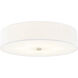 Textile Collection 6 Light 30 inch Brushed Nickel Flush Mount Ceiling Light in White, Classic Family