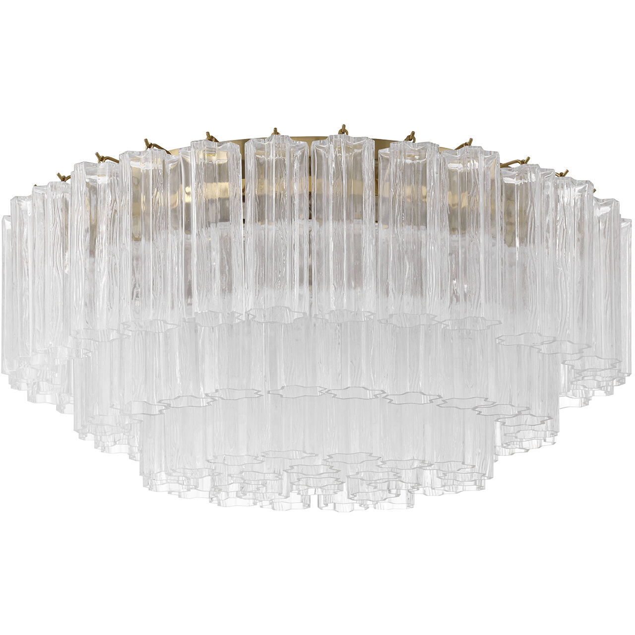 Addis 16 Light 32 inch Aged Brass Flush Ceiling Light in Tronchi Glass Clear