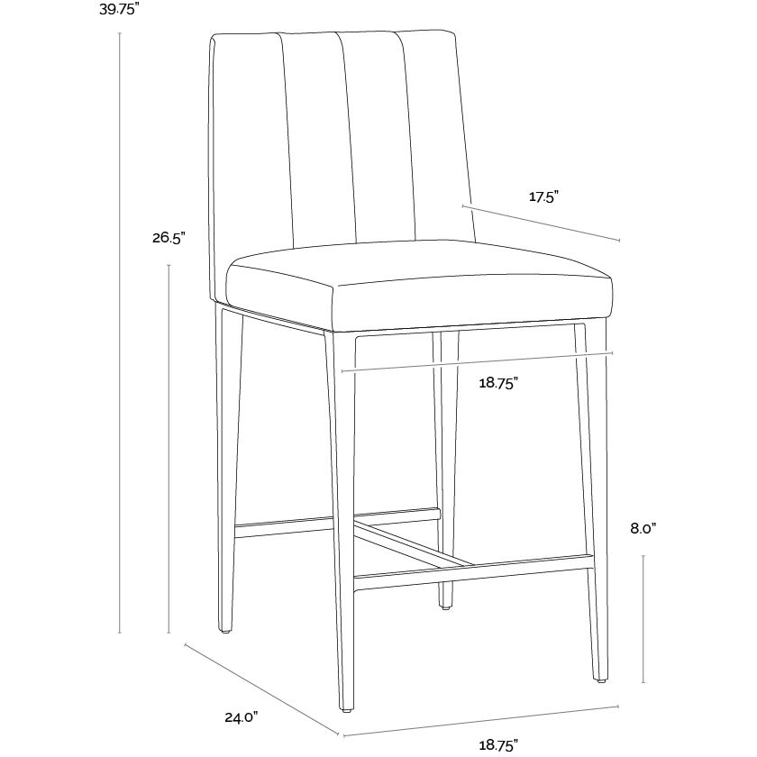 Wilbur 39.75 inch Milliken Cognac Counter Stool