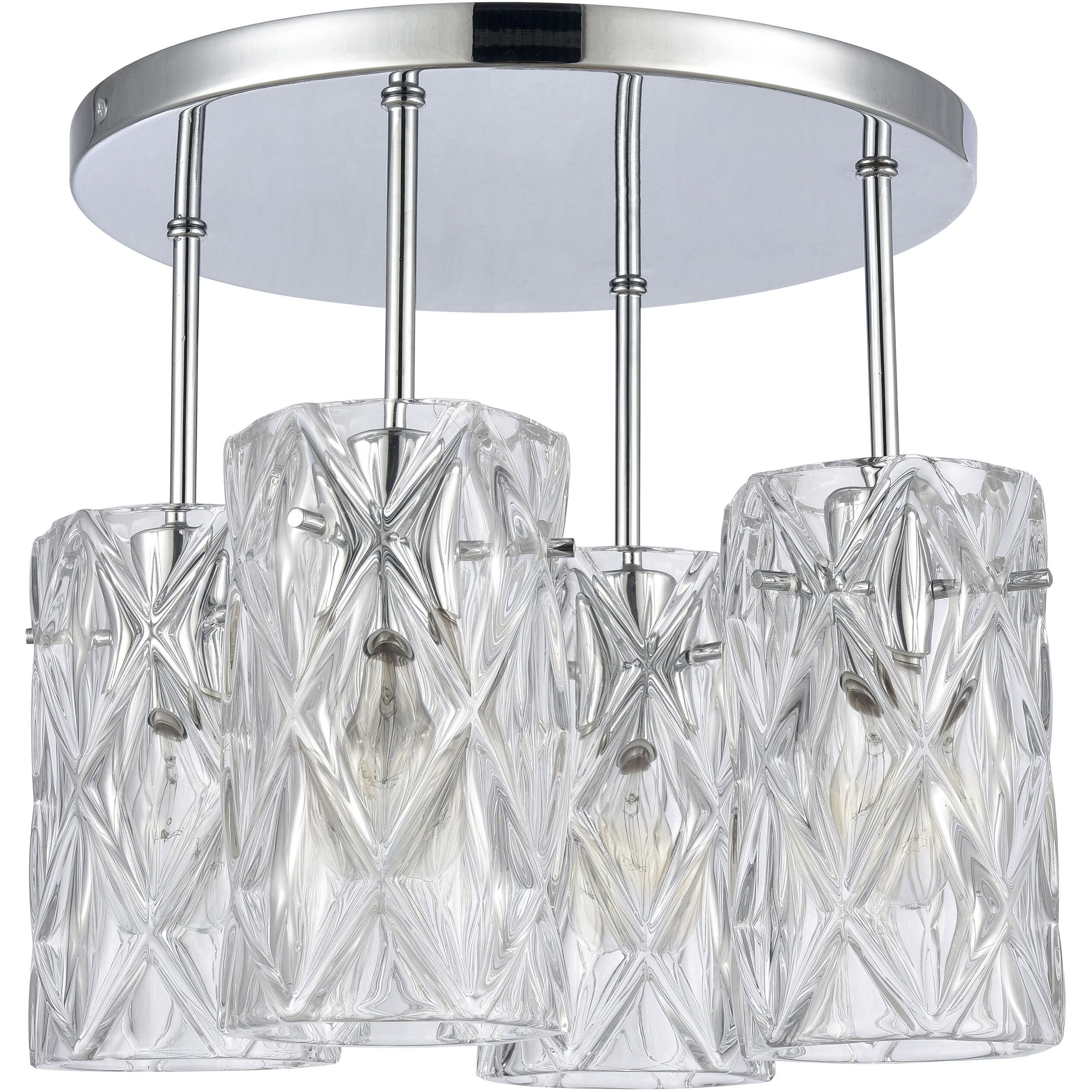 Forma de Crystal 4 Light 13.75 inch Polished Chrome Semi Flush Mount Ceiling Light