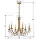 Bridgehampton 6 Light 26 inch Antique Gold Chandelier Ceiling Light in Clear Swarovski Strass