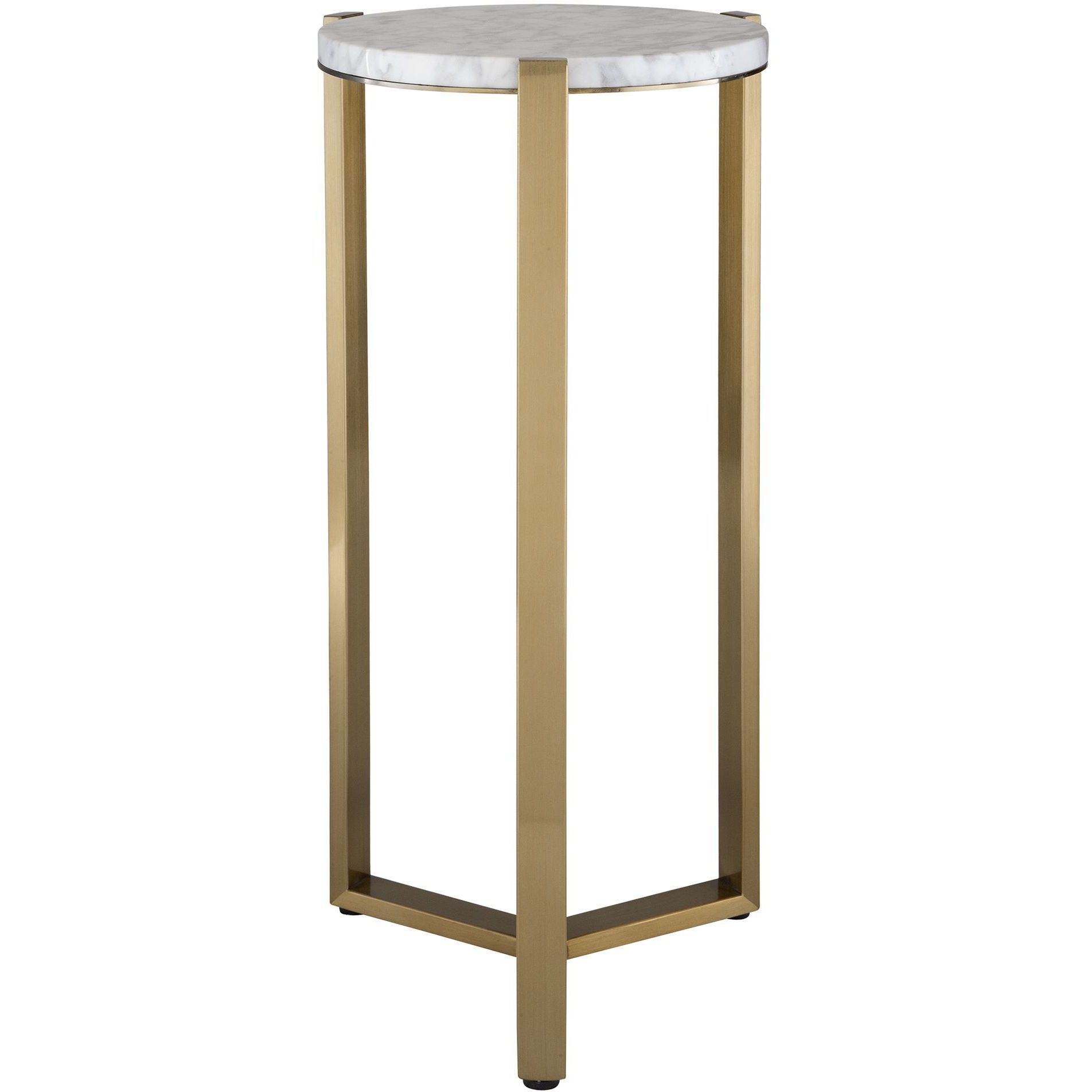 Pietra 23 X 10.63 inch Antique Brass and Carrara Marble Drink Table