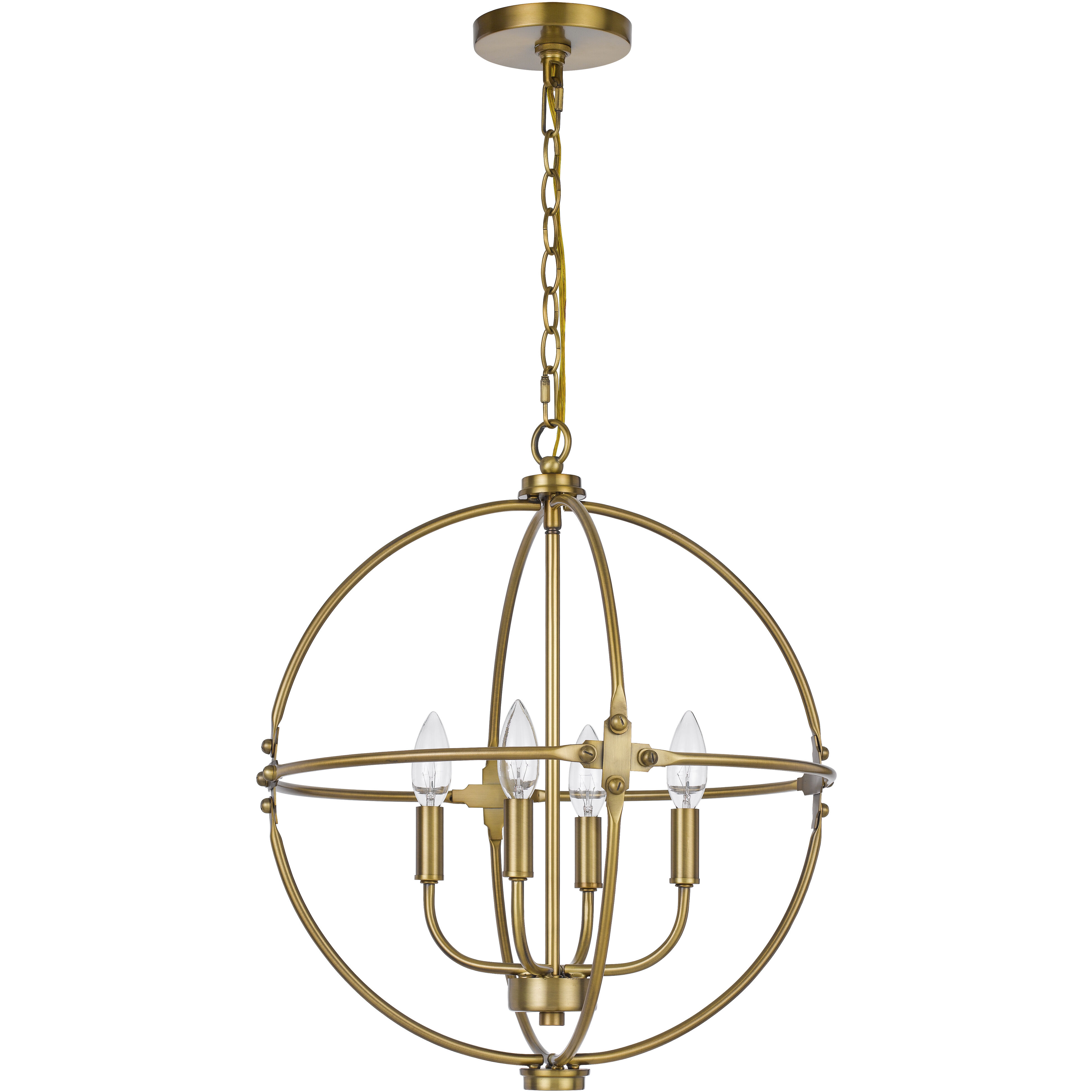 Sheffield 4 Light 18 inch Antique Brass Chandelier Ceiling Light