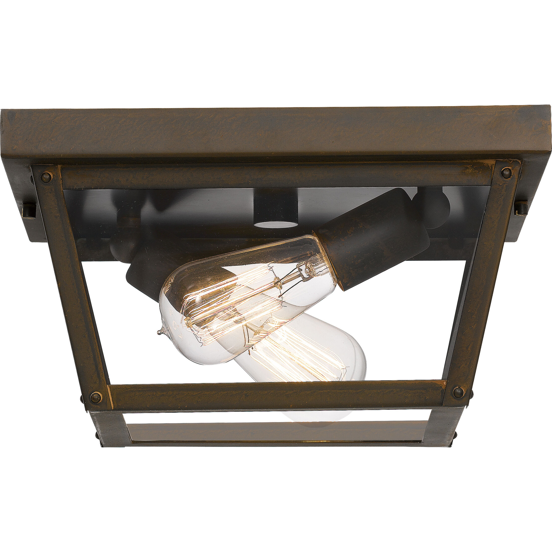 Rue De Royal 2 Light 11.5 inch Industrial Bronze Outdoor Flush Mount