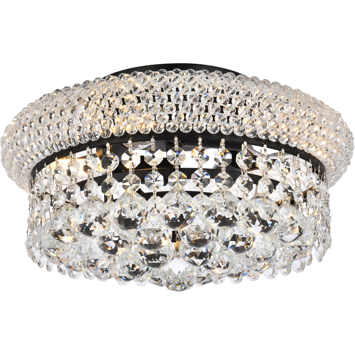 Primo 4 Light 12 inch Black and Clear Flush Mount Ceiling Light