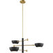 Contemporary 3 Light 33.75 inch Matte Black with Natural Brass Chandelier Ceiling Light