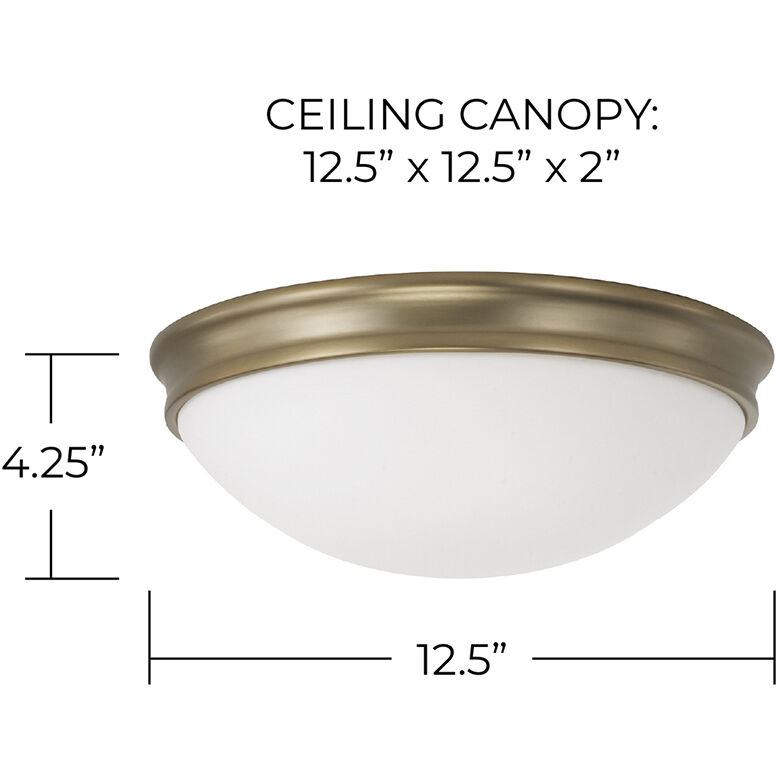 Hansen 2 Light 12.5 inch Aged Brass Flush Mount Ceiling Light