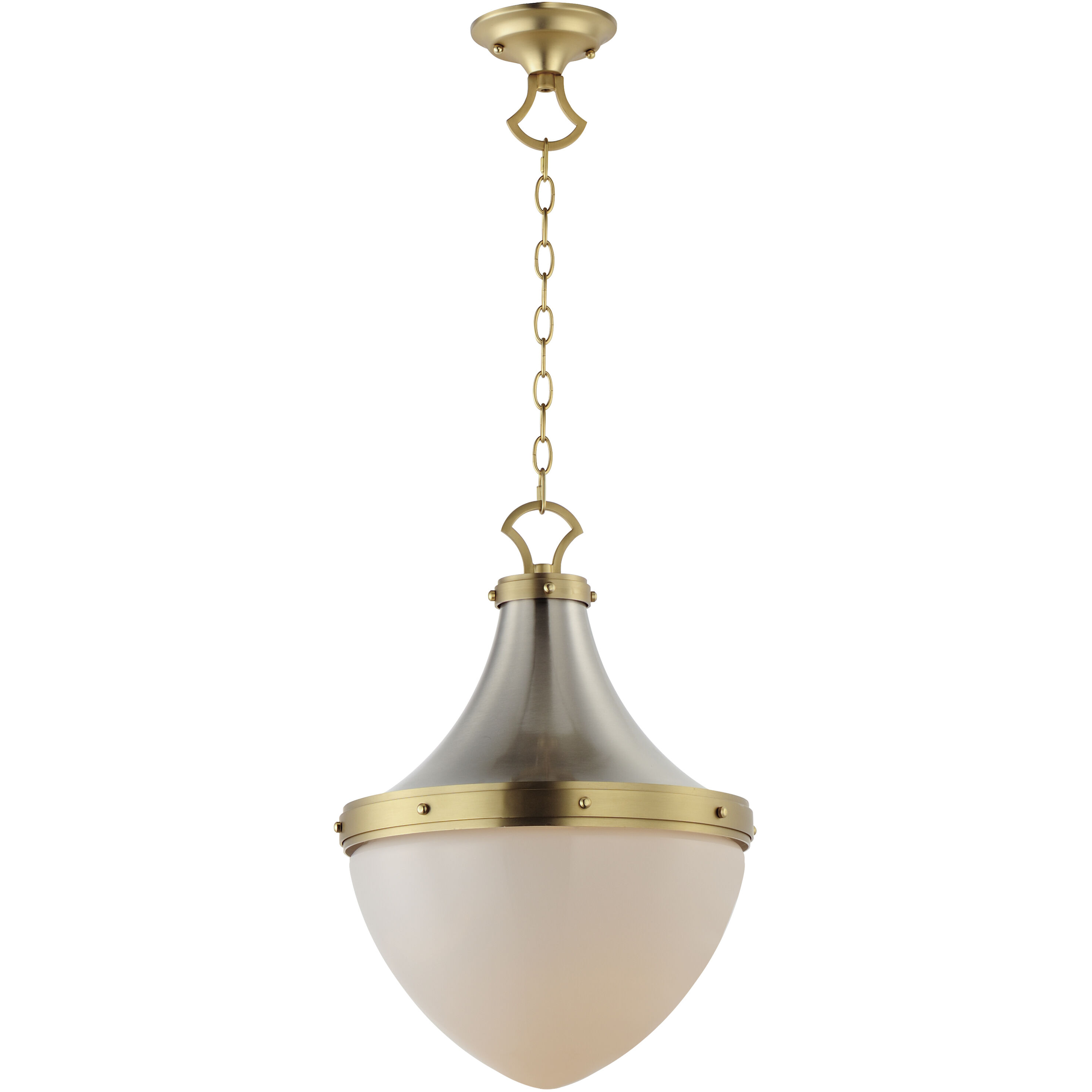 Conrad 1 Light 15 inch Satin Nickel / Satin Brass Single Pendant Ceiling Light