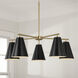 Charlie 5 Light 28 inch Matte Brass Chandelier Ceiling Light in Matte Black with White Interior