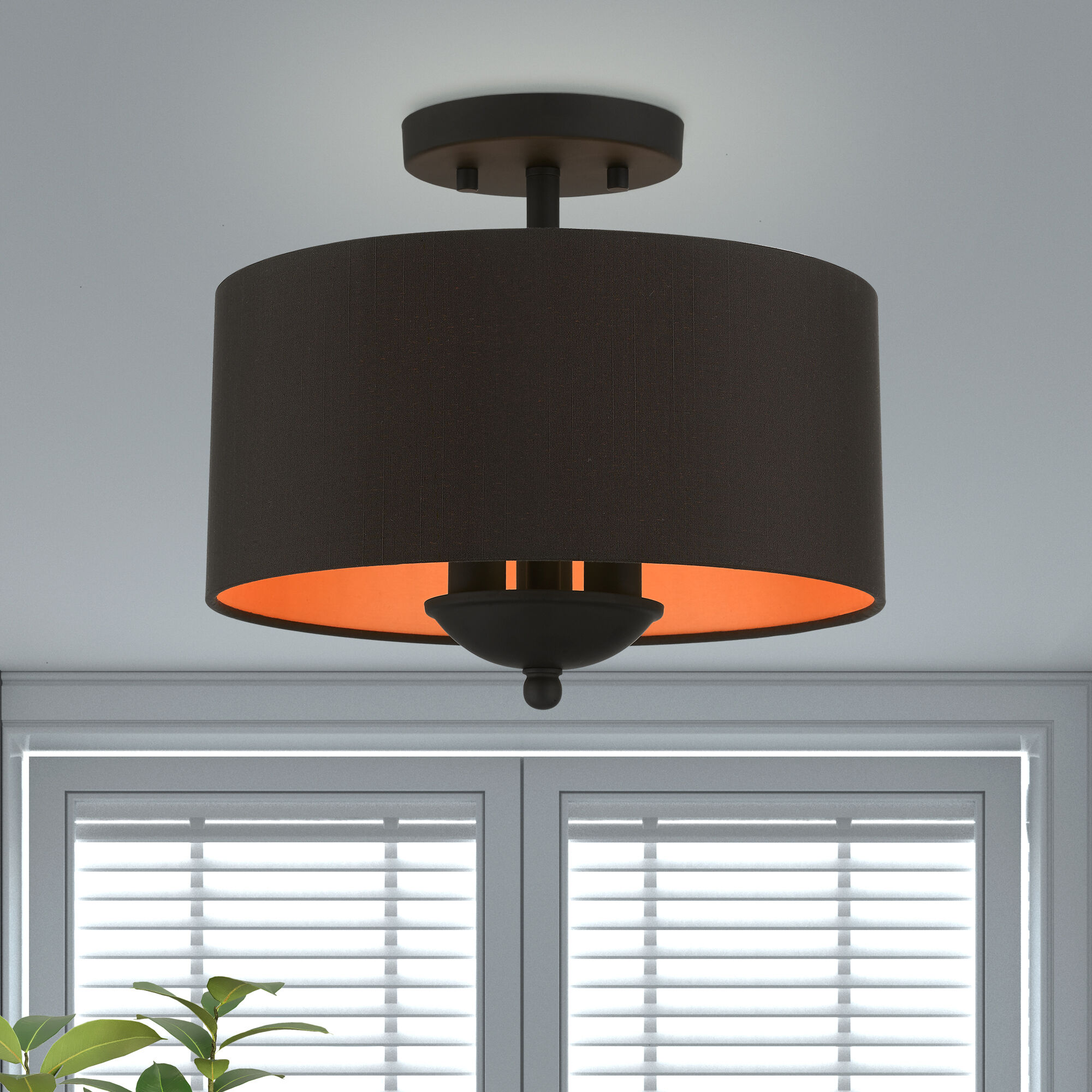 Bradhurst 3 Light 12 inch Black Semi-Flush Mount Ceiling Light