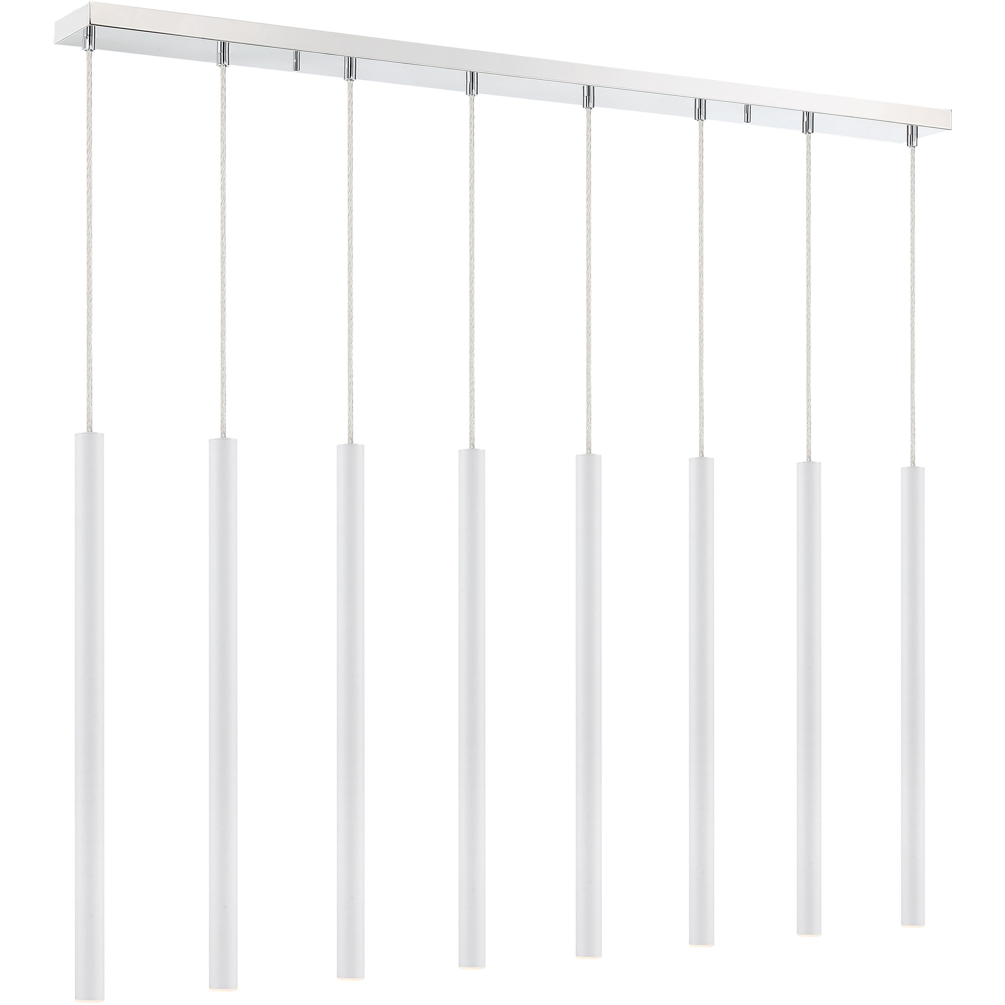 Forest LED 44.25 inch Chrome Linear Chandelier Ceiling Light in 8, 30, Matte White Steel