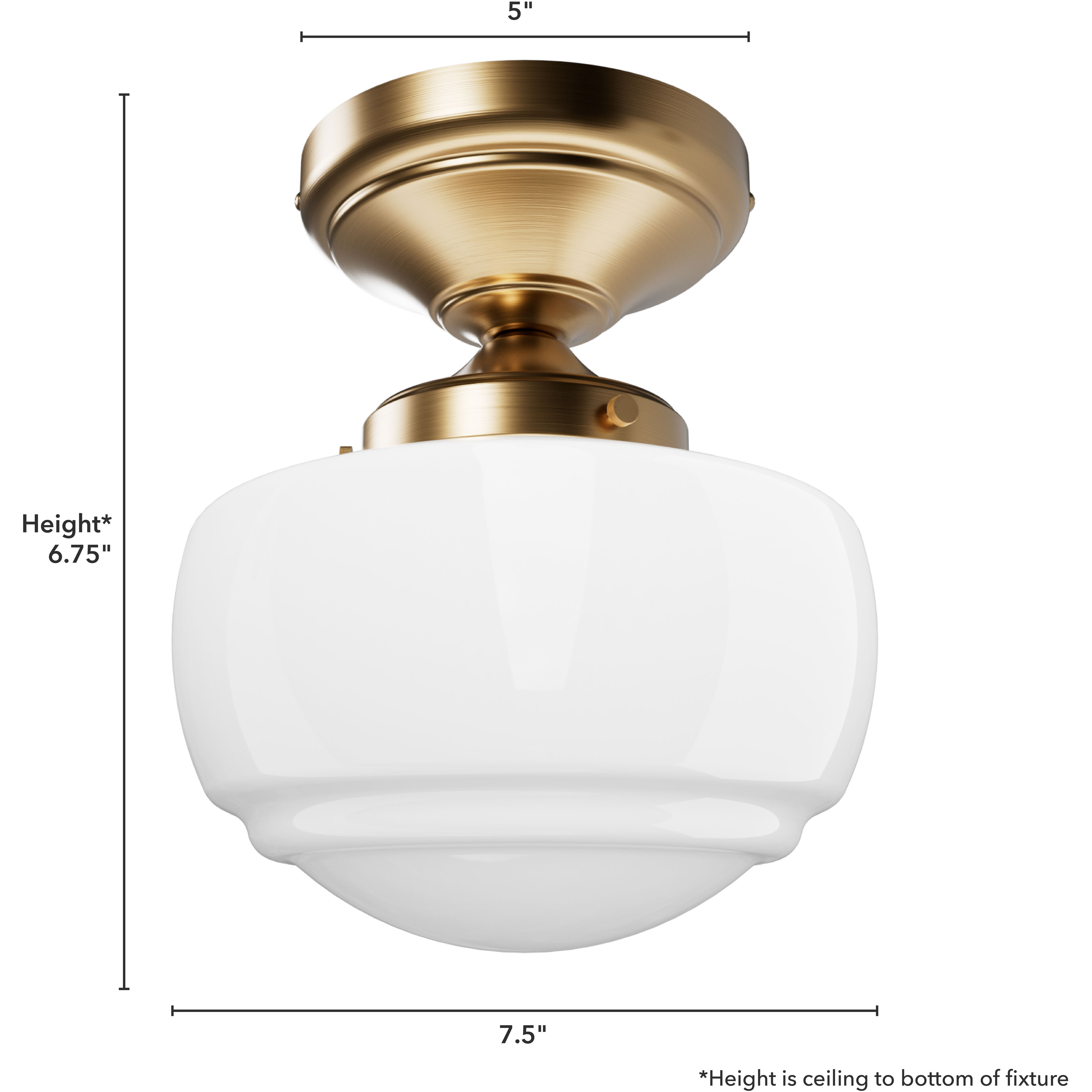 Saddle Creek 1 Light 7.5 inch Alturas Gold Semi Flush Mount Ceiling Light