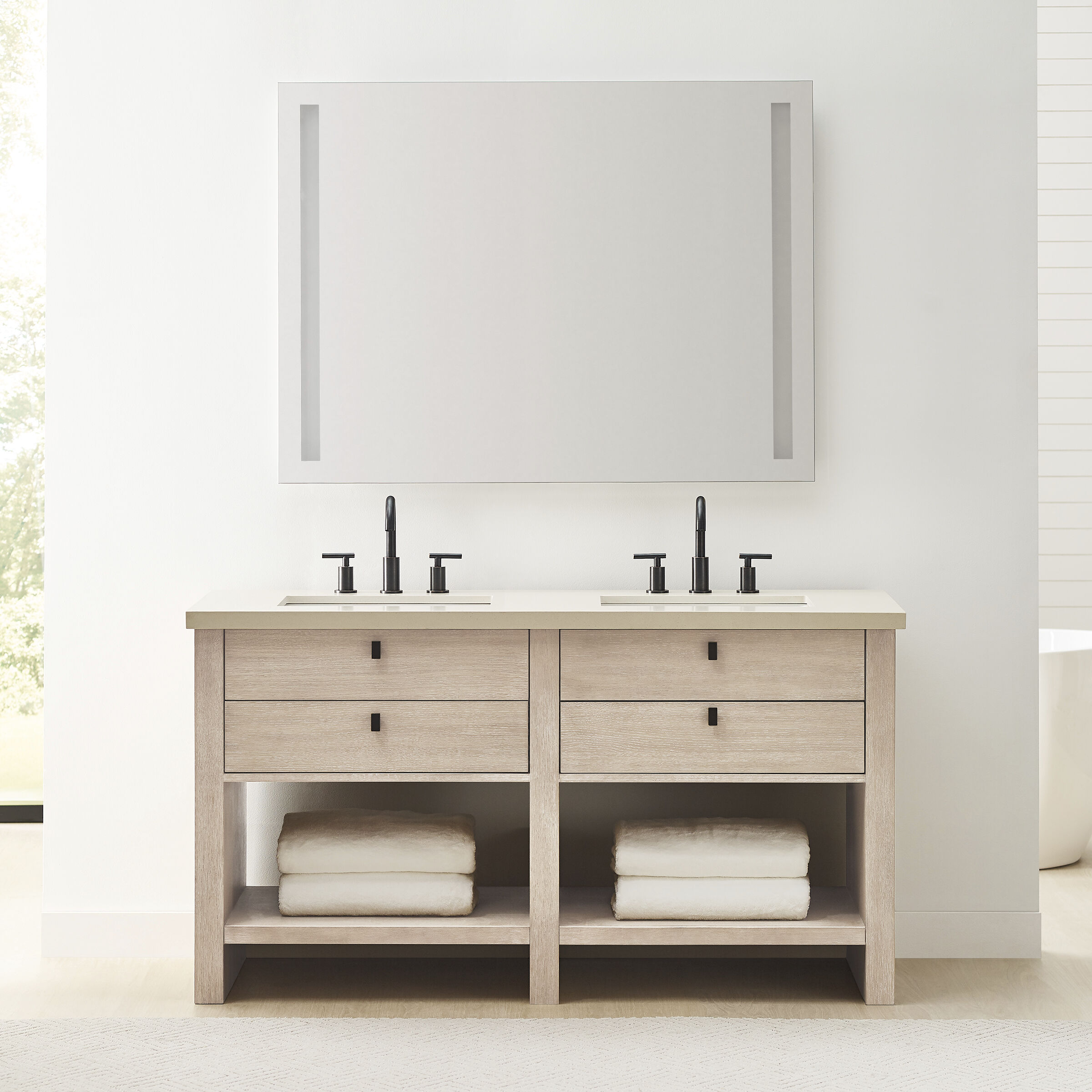 Lustro 48 X 36 inch Might Bright White LED Wall Mirror