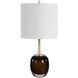 Vannett 23.75 inch 150 watt Dark Amber Art Glass and Antique Brass Table Lamp Portable Light