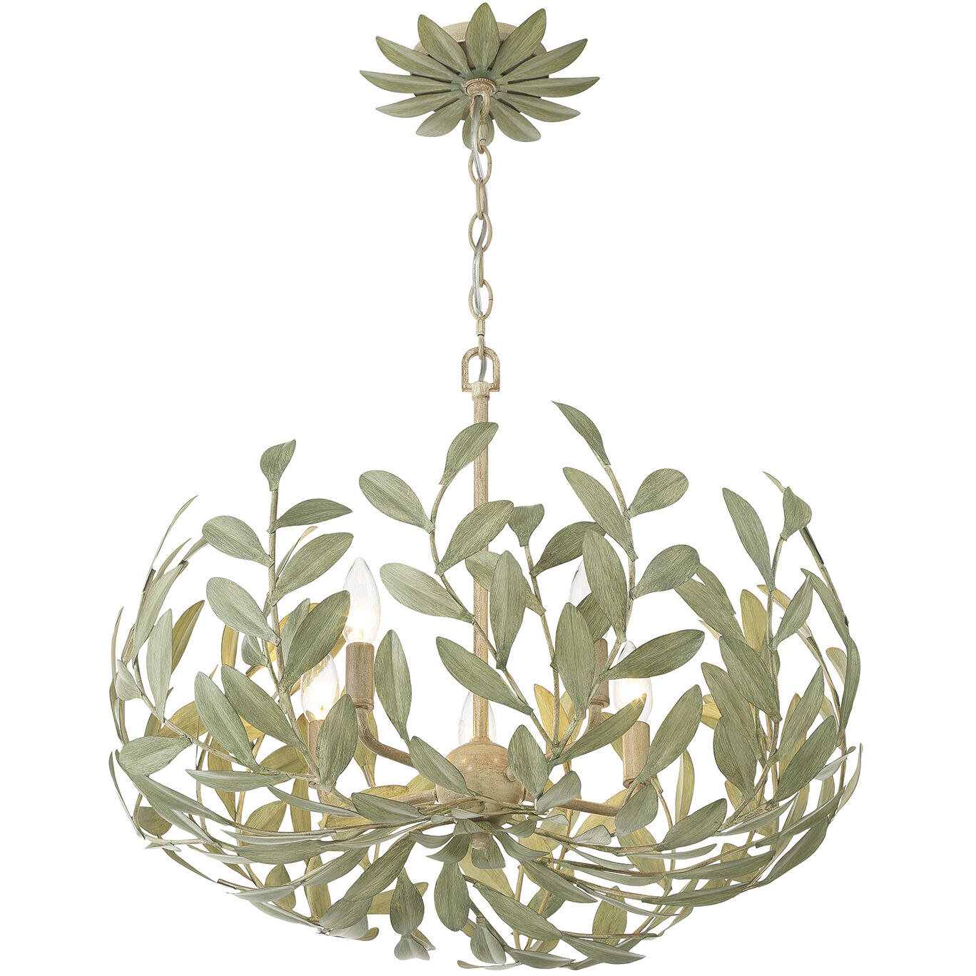 Broche 5 Light 23 inch Champagne Green Tea Chandelier Ceiling Light