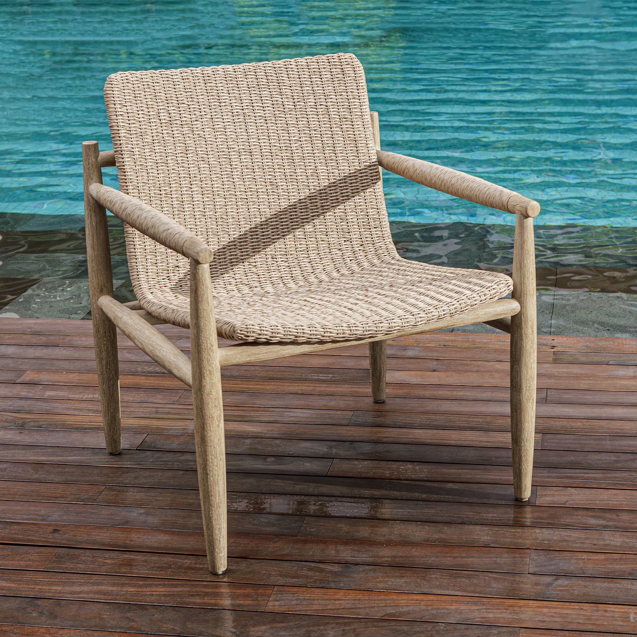 Sumba Light Gray and Cerused Wheat Outdoor Lounge Chair