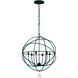 Solaris 6 Light 22.5 inch Black Chandelier Ceiling Light