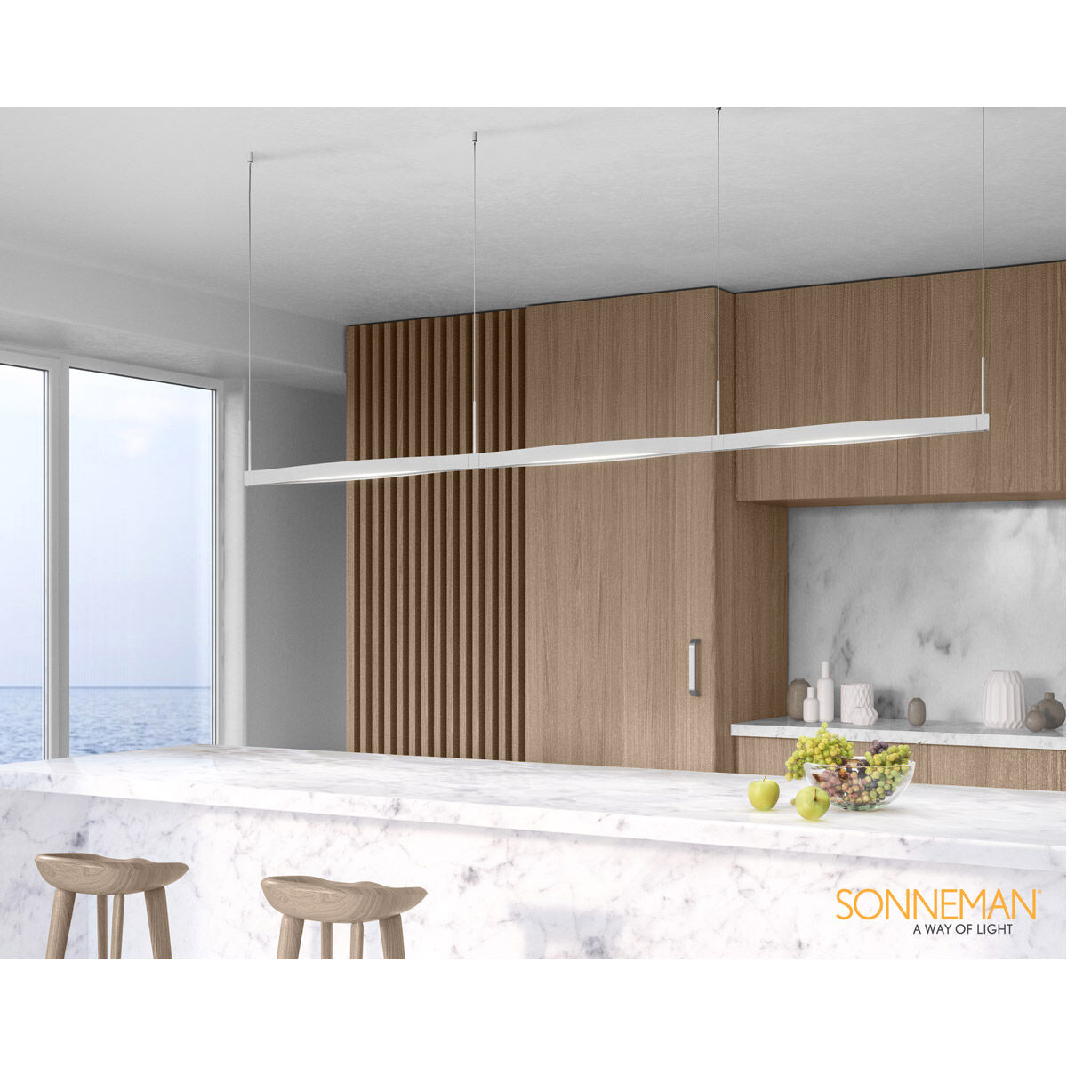 Ola LED 82 inch Satin White Pendant Ceiling Light 