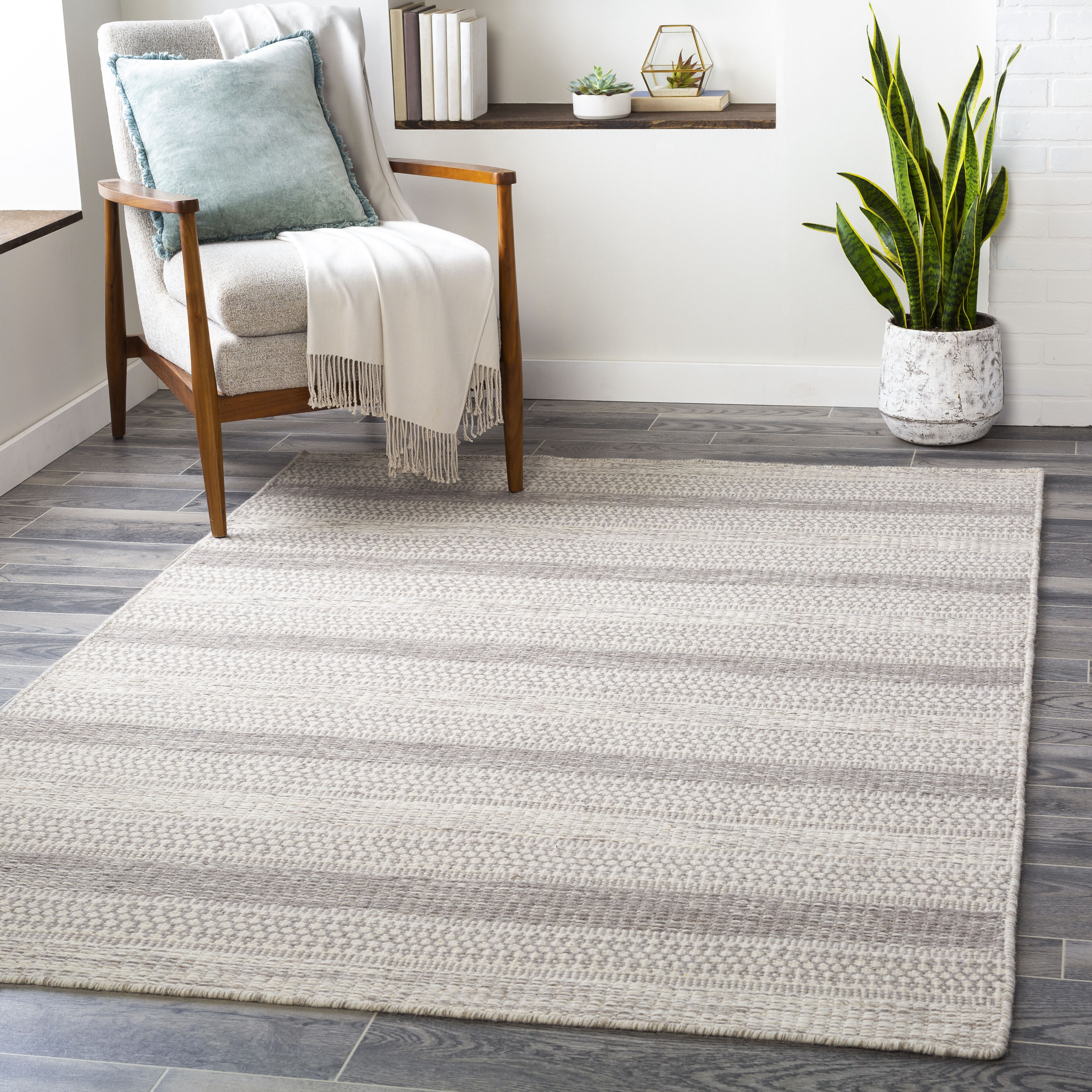 Mardin 108 X 72 inch Gray Rug in 6 X 9, Rectangle