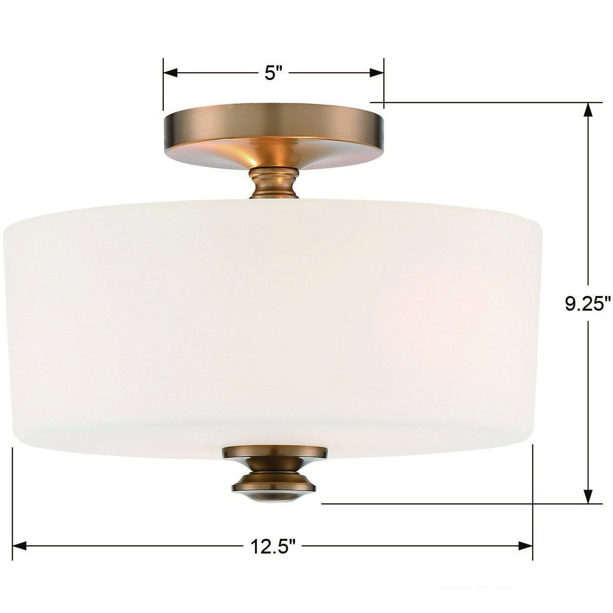 Travis 2 Light 12.5 inch Vibrant Gold Semi Flush Ceiling Light