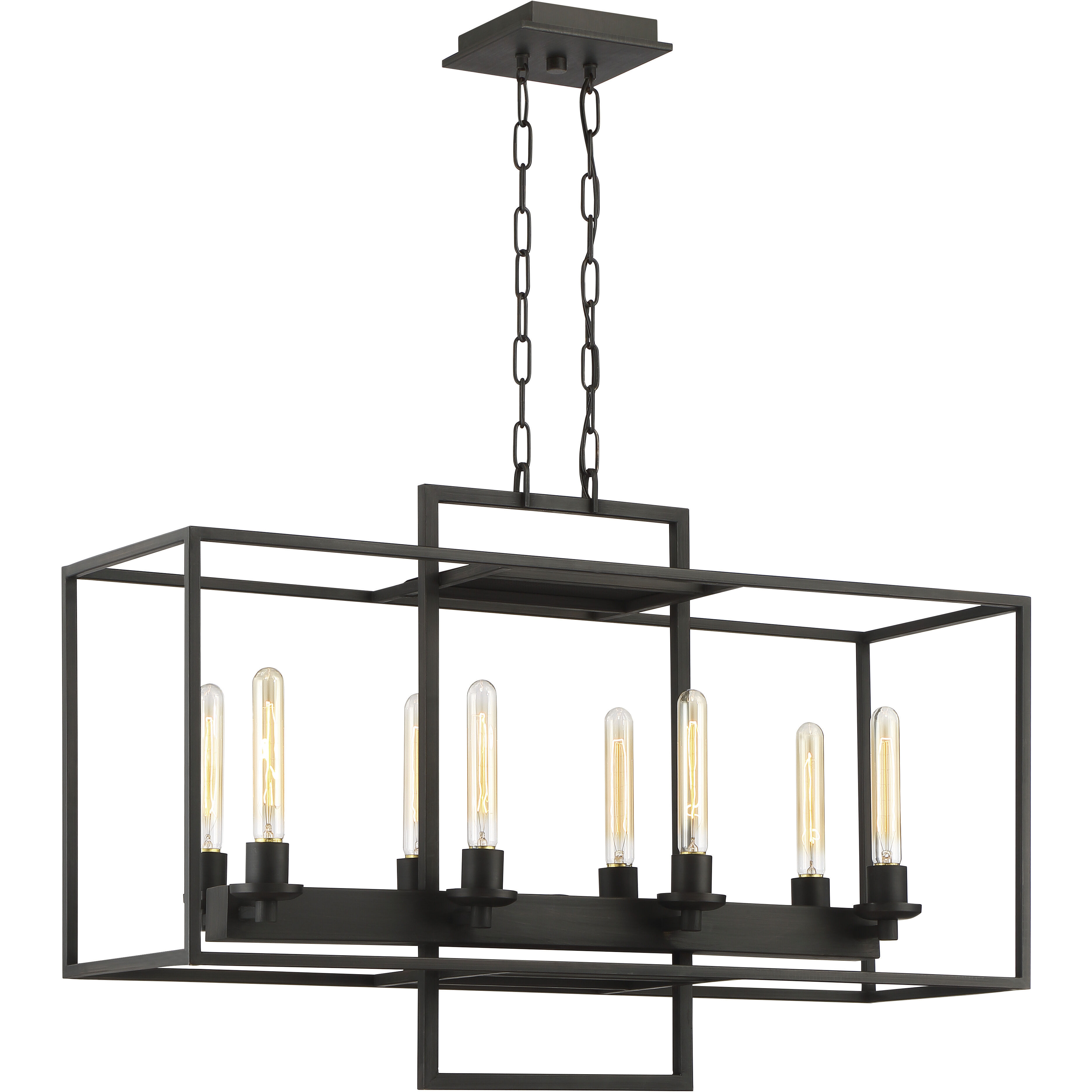 Cubic Linear Chandelier Ceiling Light in Aged Bronze Brushed