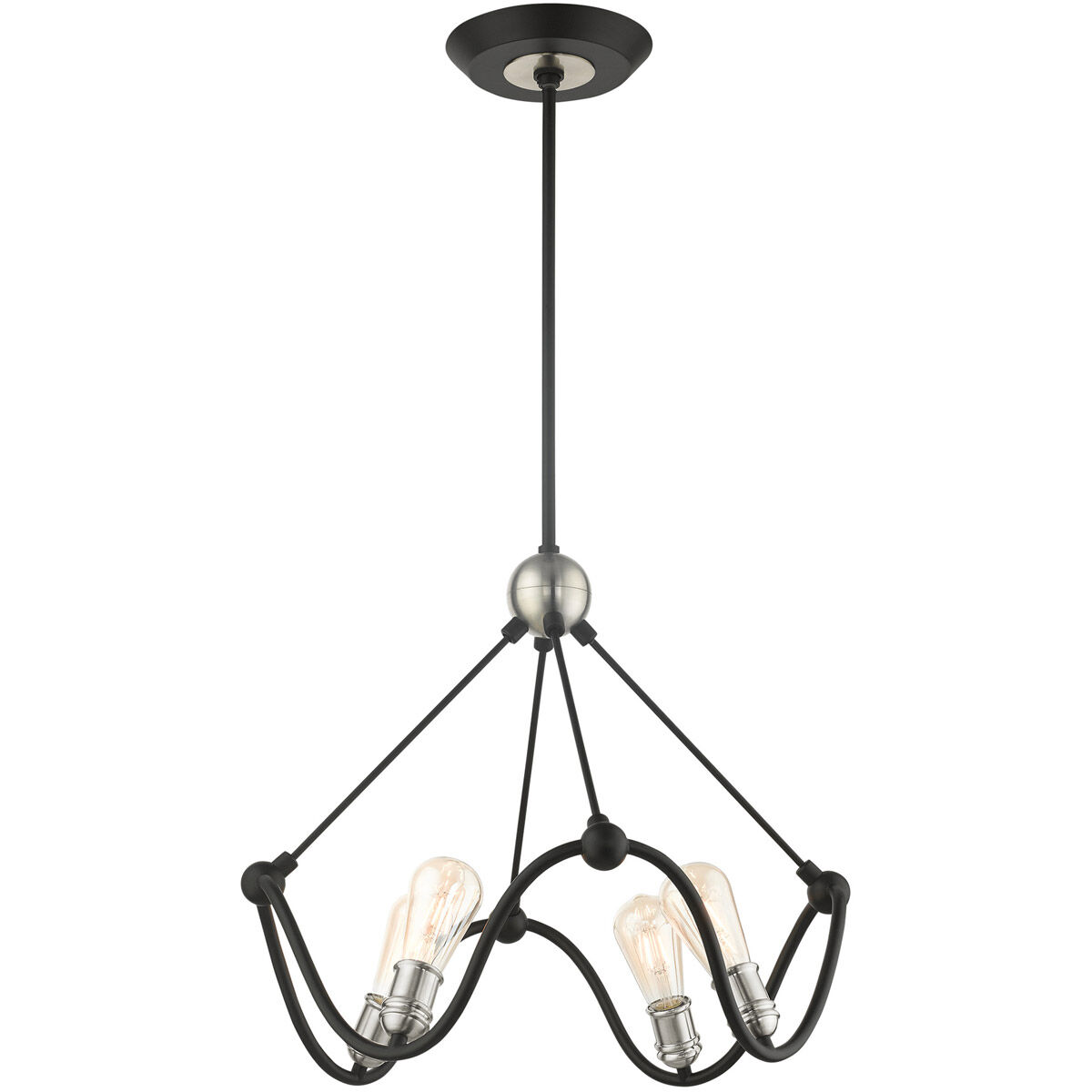 Archer 4 Light 22 inch Textured Black with Brushed Nickel Accents Chandelier Ceiling Light