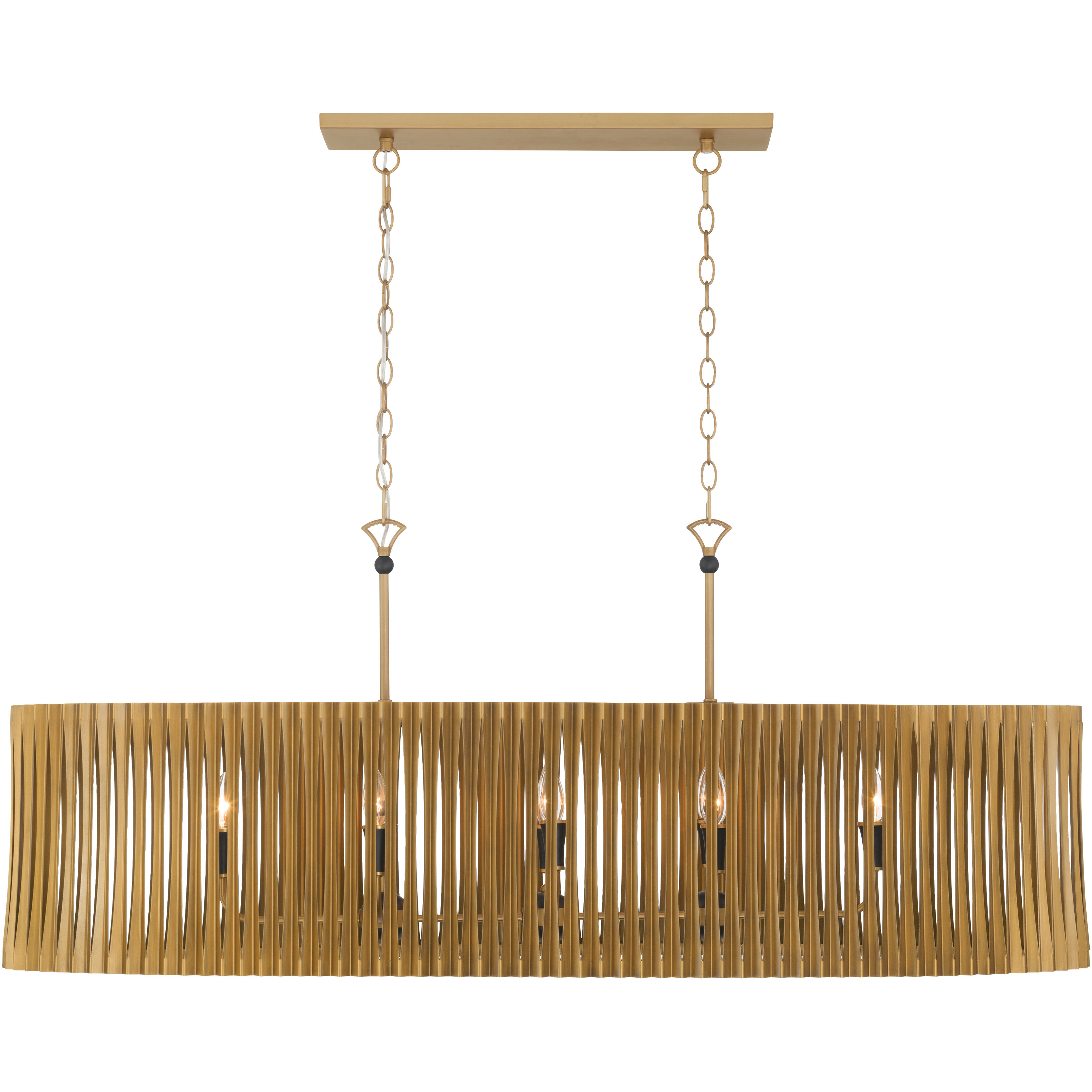 Aven 8 Light 52 inch Sand Coal Black and Legacy Brass Linear Chandelier Ceiling Light