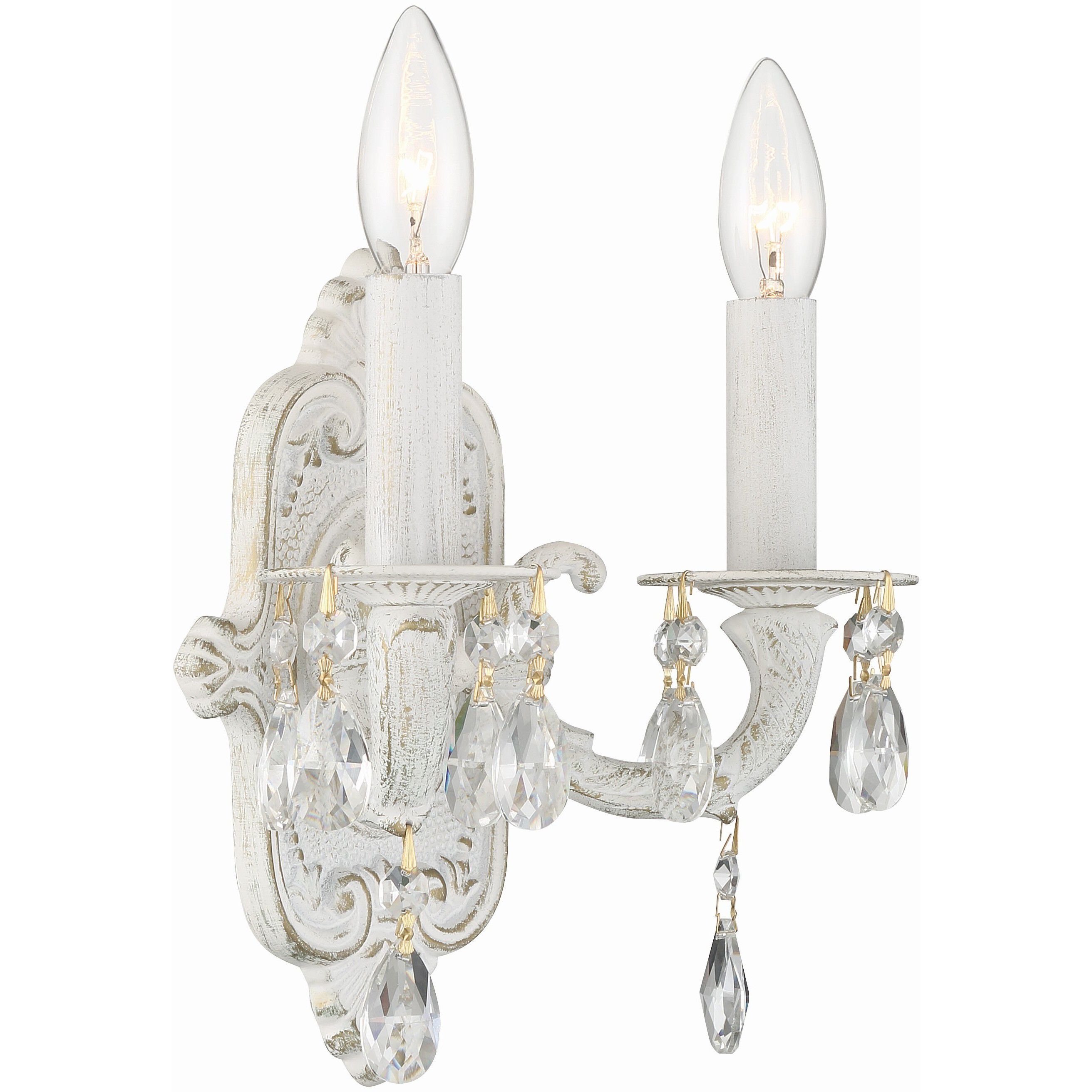Paris Market Sconce Wall Light in Clear Hand Cut, Antique White