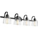 Reyes 4 Light 33.5 inch Noir Bath Vanity Wall Light in Clear