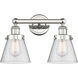 Cone 2 Light 15.5 inch Polished Nickel Bath Vanity Light Wall Light in Seedy