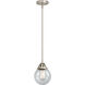 Nouveau 2 Beacon 1 Light 6 inch Brushed Satin Nickel Mini Pendant Ceiling Light in Incandescent, Seedy