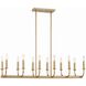 Bailey 12 Light 42 inch Aged Brass Linear Chandelier Ceiling Light