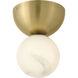 Selene 1 Light 6 inch Lacquered Brass Semi-Flush Mount Ceiling Light