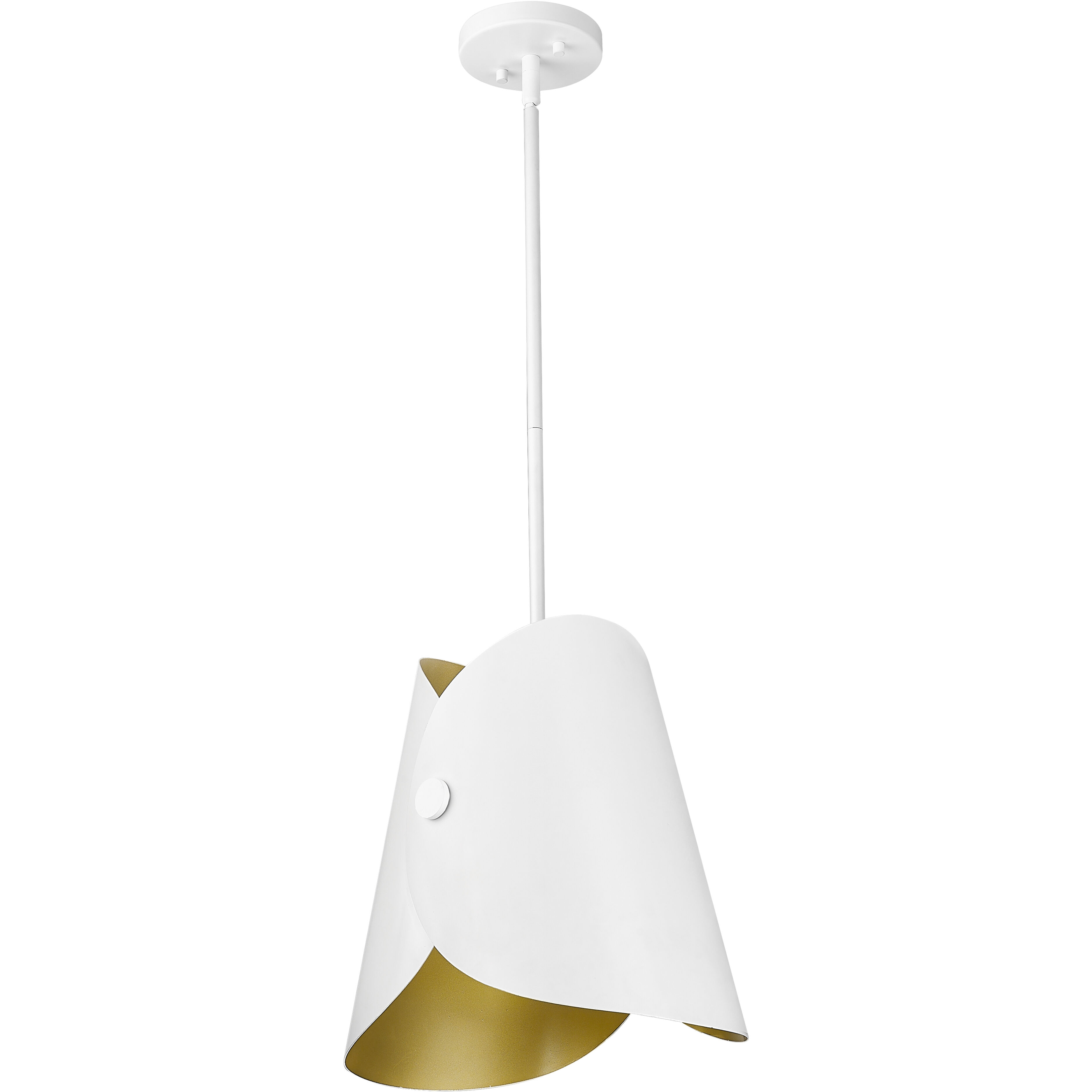 Salone 1 Light 10 inch Matte White Pendant Ceiling Light in Matte White Outer,  Gold Inner