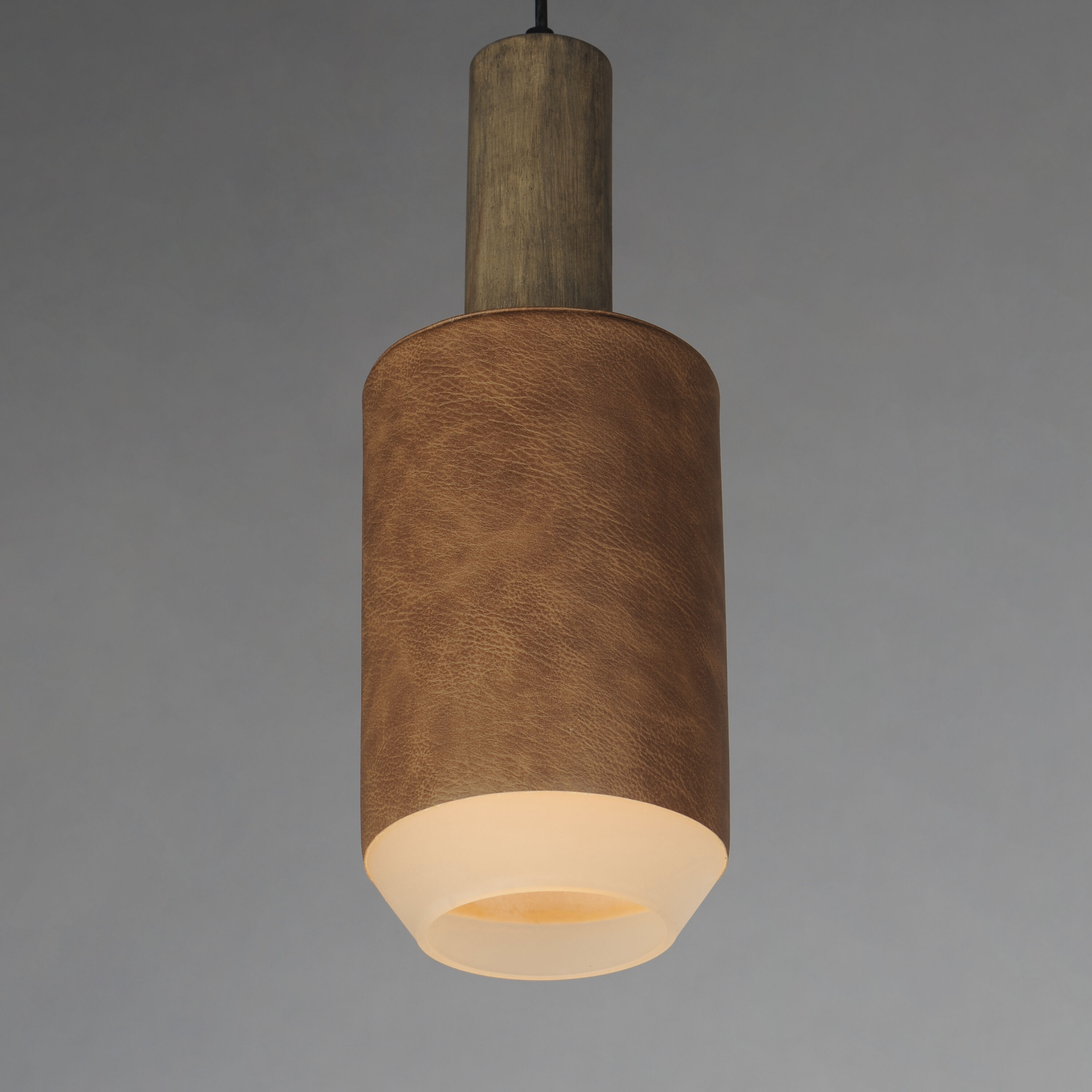 Scout LED 7 inch Weathered Wood / Tan Leather Single Pendant Ceiling Light