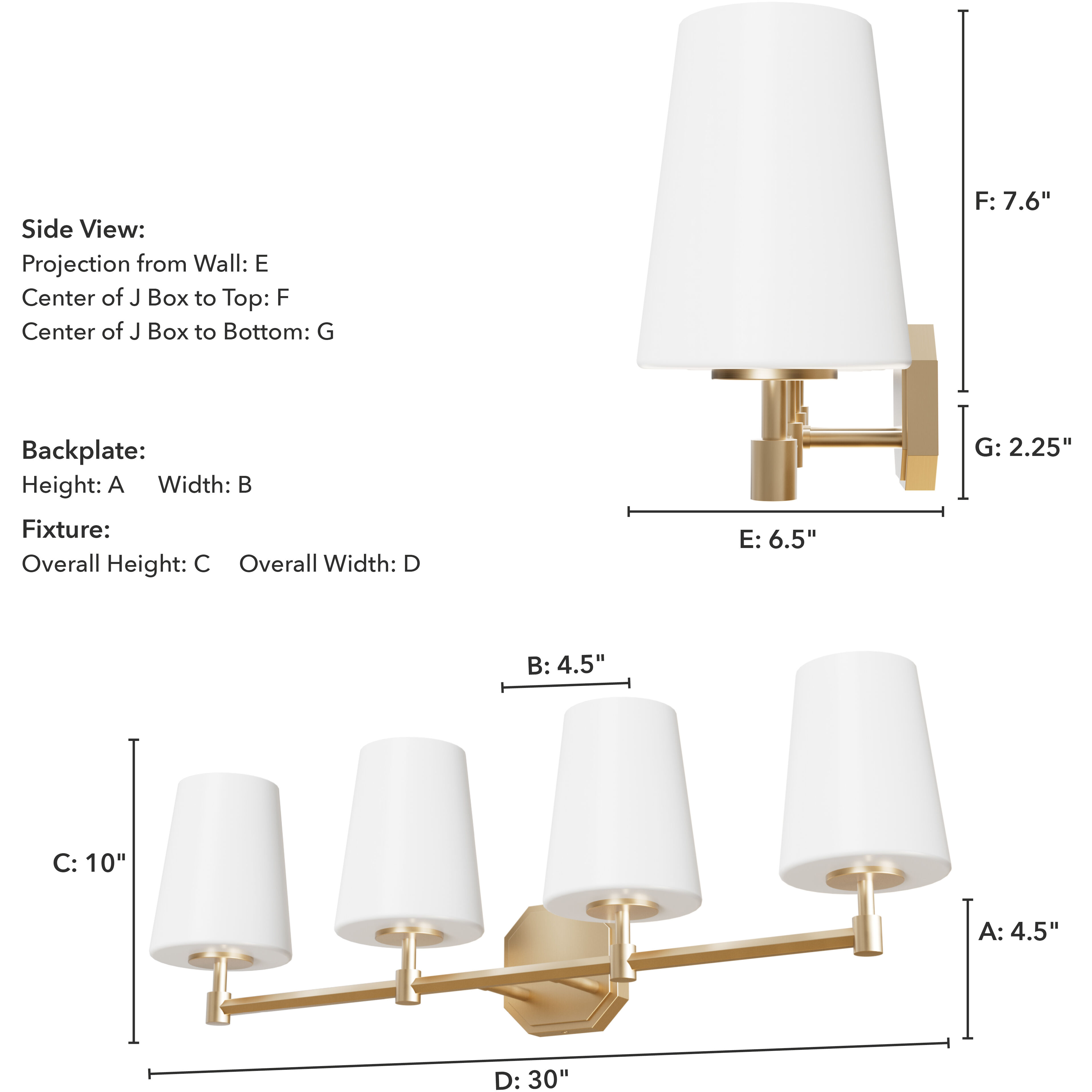 Nolita 4 Light 30 inch Alturas Gold Vanity Light Wall Light