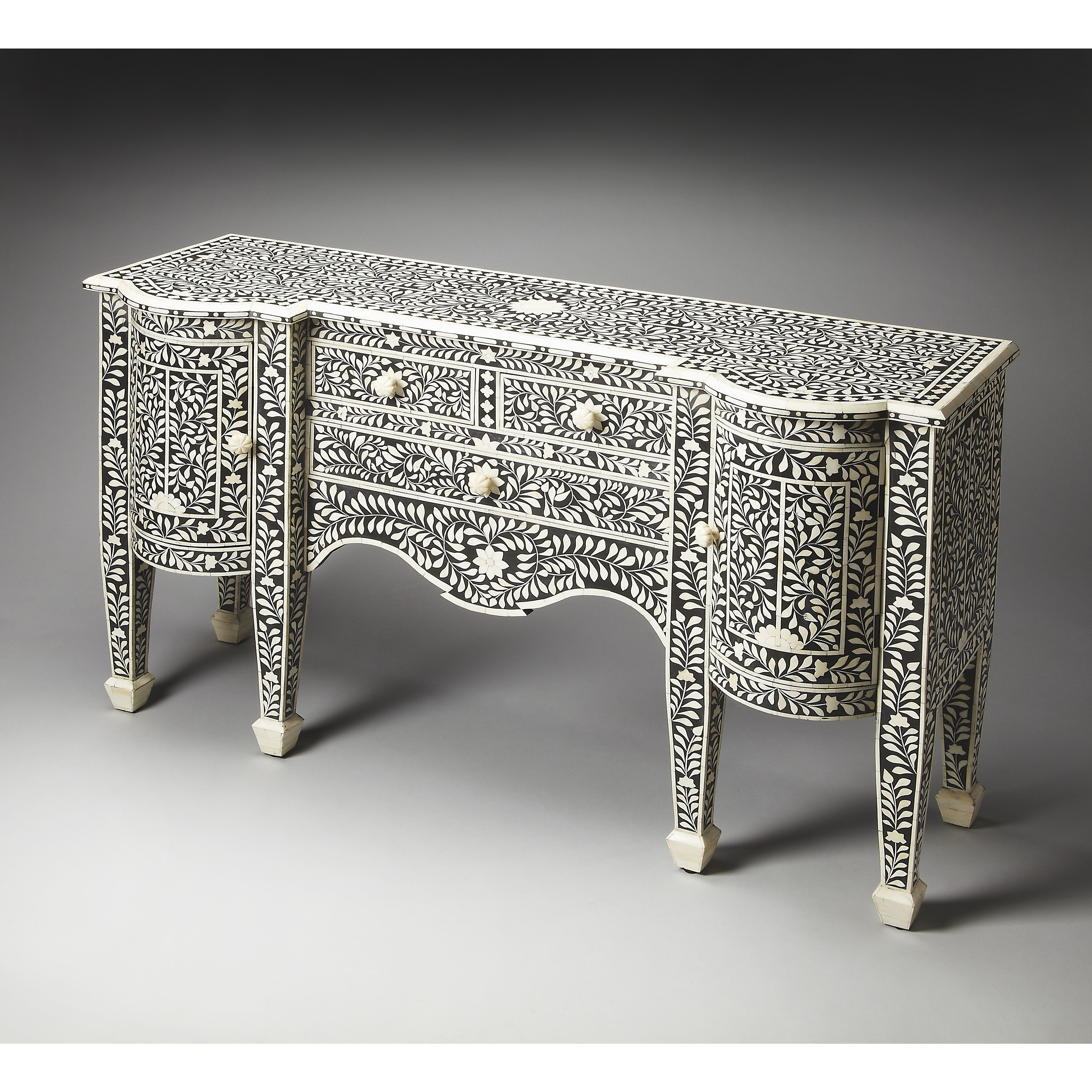 Bone Inlay Victoria Black Bone Inlay Heritage Chest/Cabinet