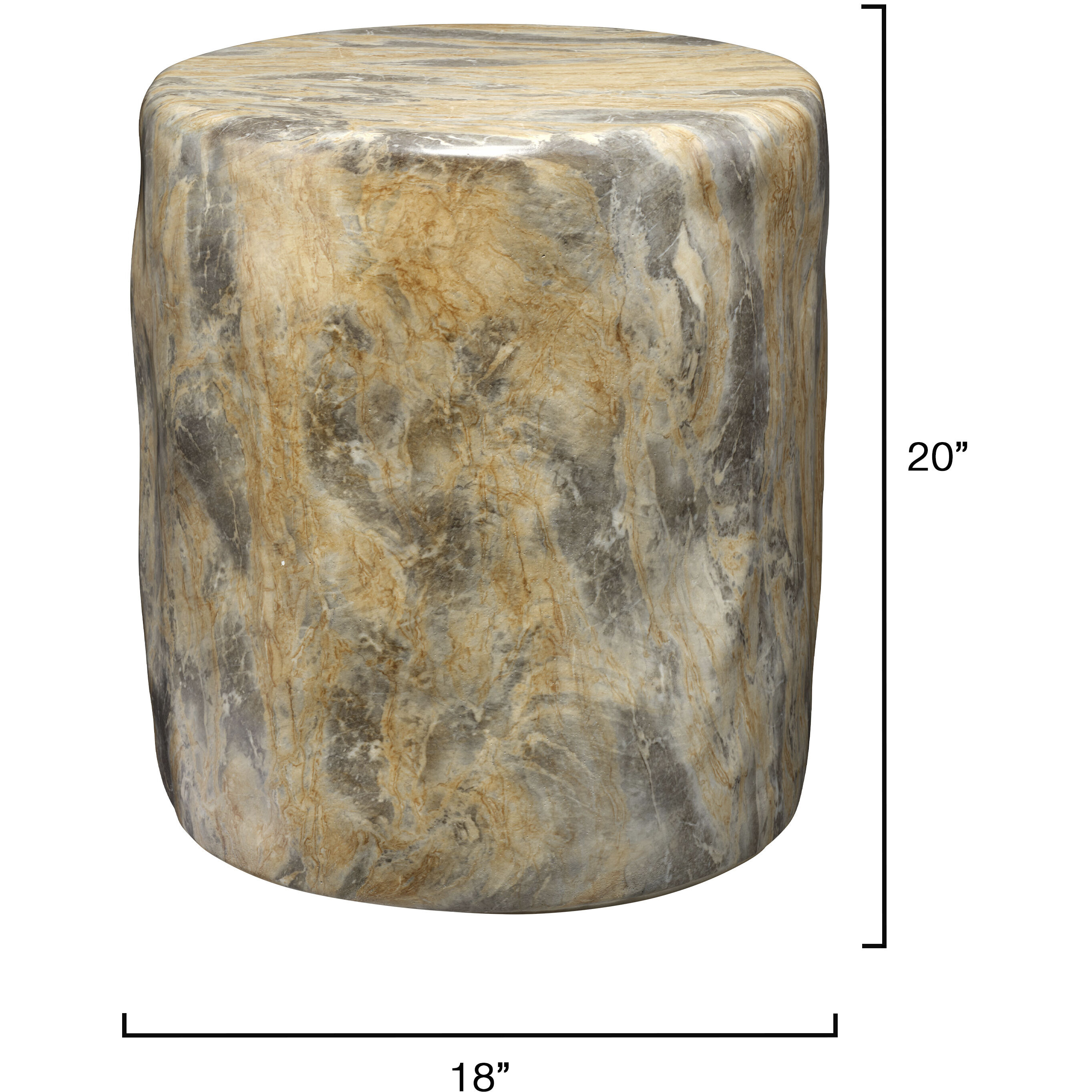 Cedar 20 X 18 inch Marbled Grey Side Table, Inline