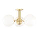 Stella 3 Light 24 inch Aged Brass Semi Flush Ceiling Light 