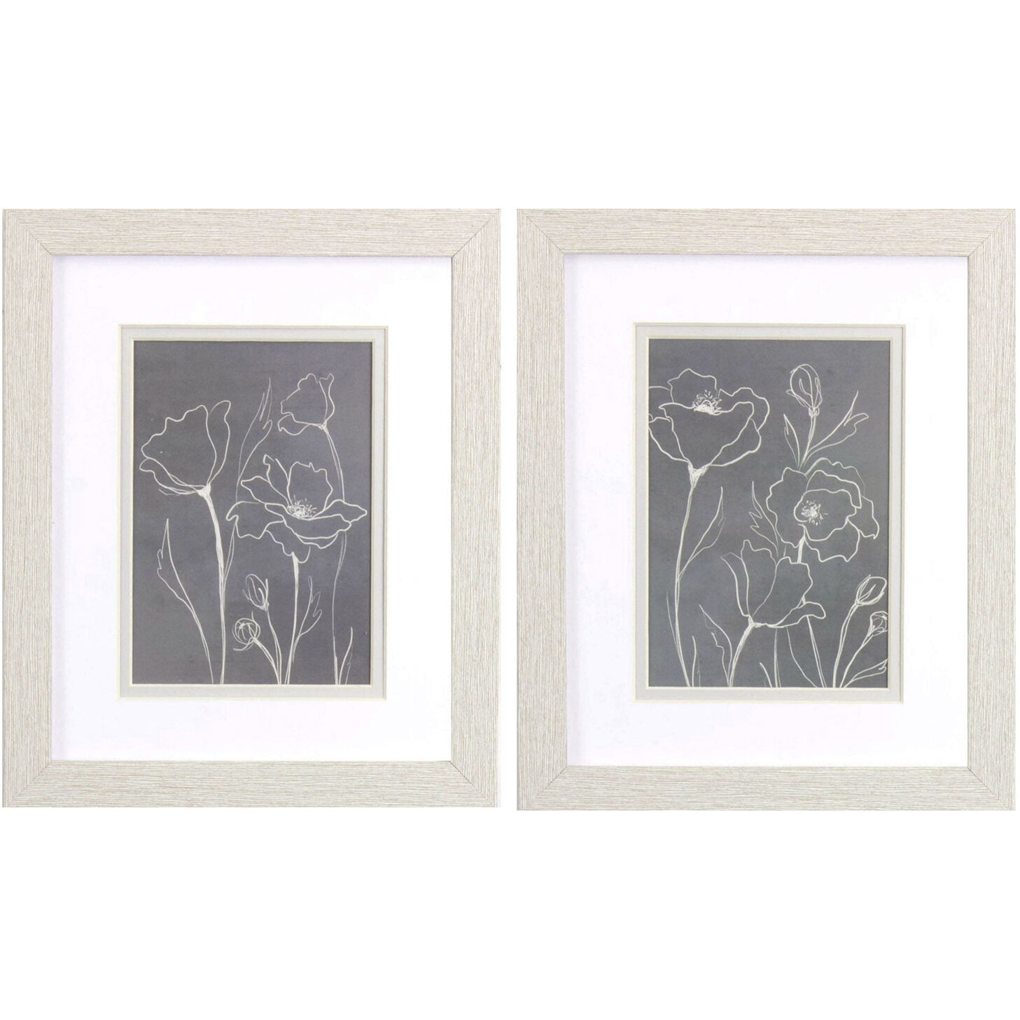 Florals Gray and Black and White Framed Art, Propac