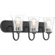 Neighborhood Gwyneth 3 Light 24 inch Flat Black Vanity Light Wall Light in Clear Seeded, Neighborhood Collection