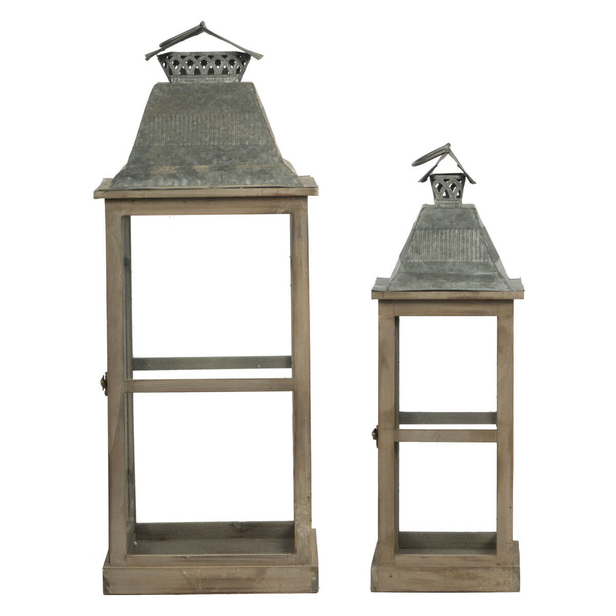 Classic Scape 14.2 inch Zinc and Brown Outdoor Lantern, Set of 2