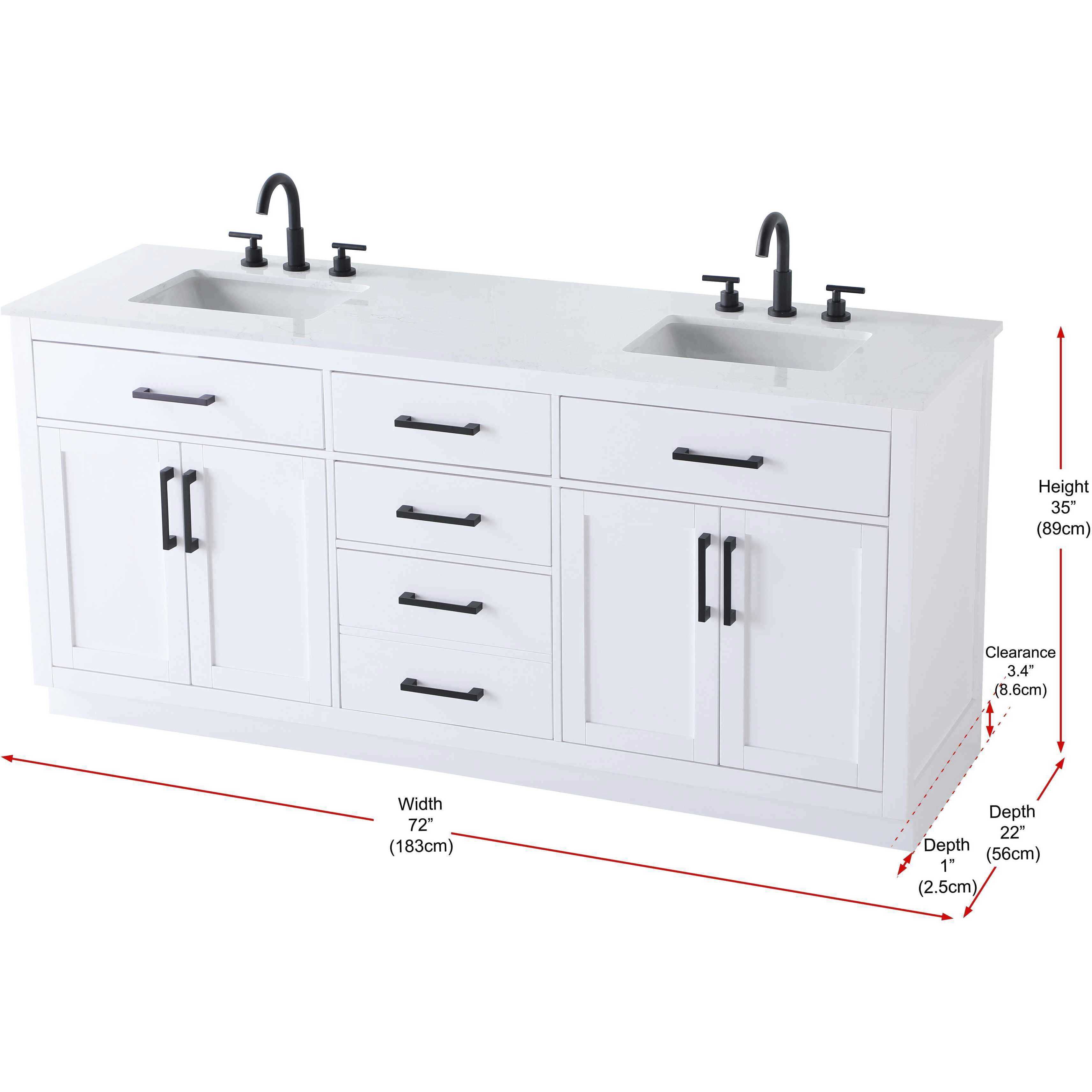 Alden 72 X 35 inch White Bathroom Vanity Cabinet