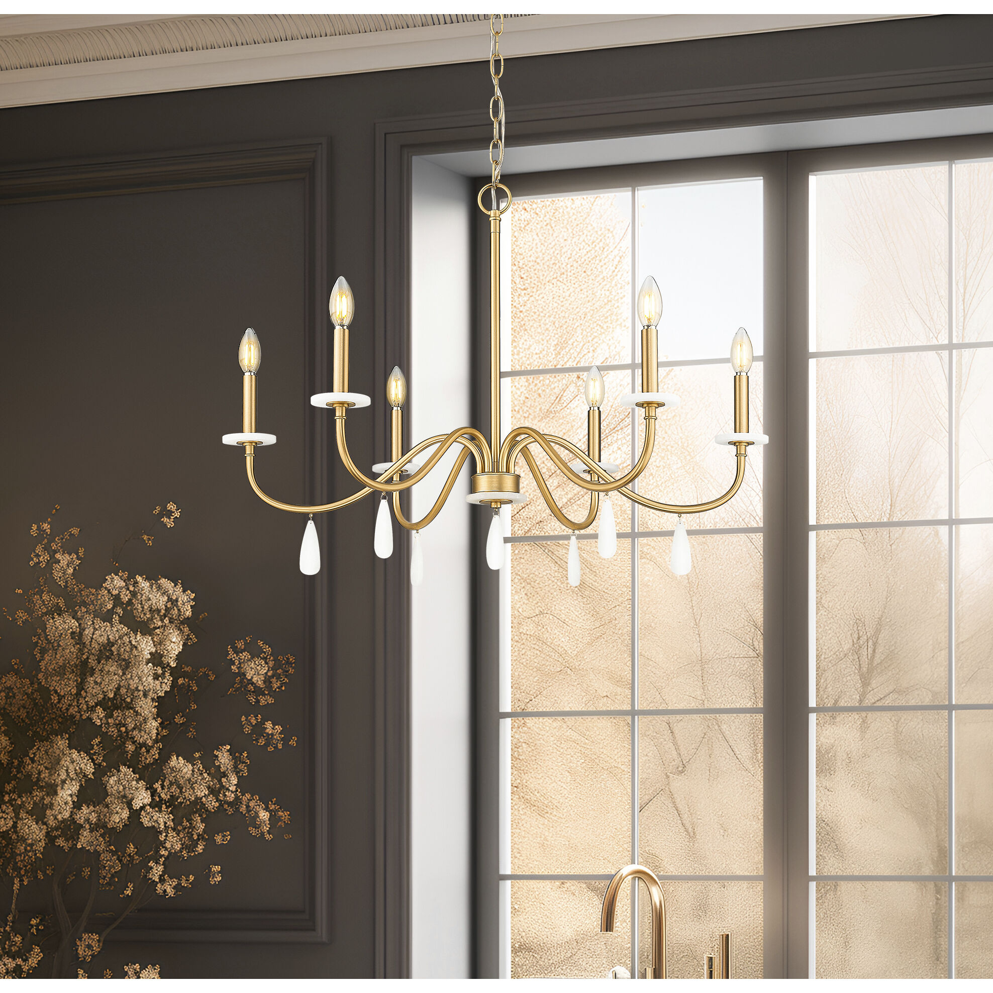 Toussant 6 Light 32 inch Mondern Gold Chandelier Ceiling Light in Modern Gold