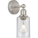 Clymer 1 Light 3.88 inch Brushed Satin Nickel Sconce Wall Light in Seedy Glass
